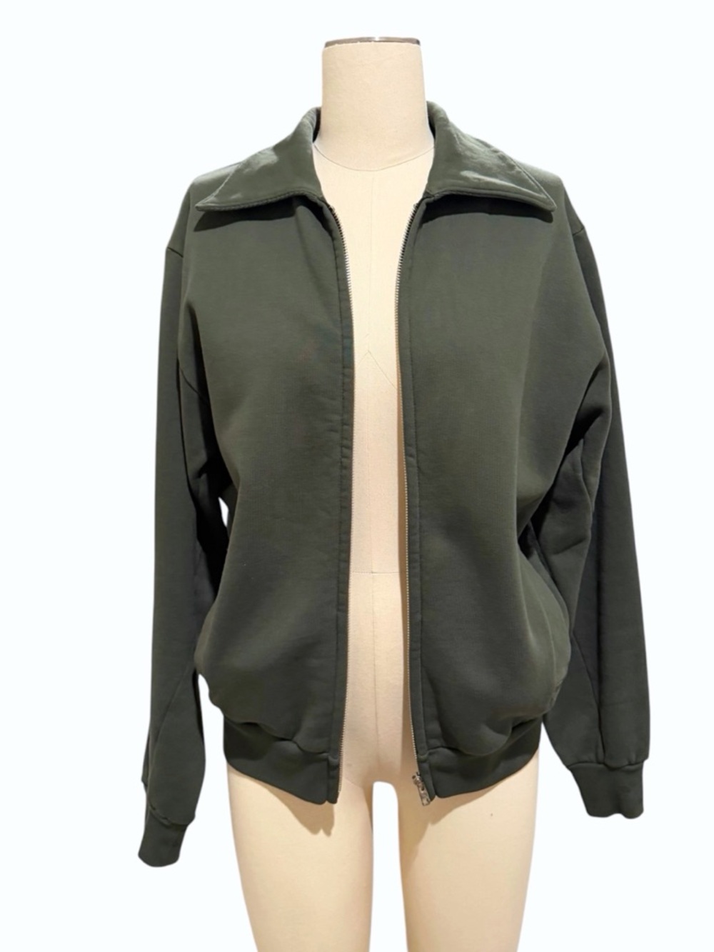 Lady White Co. Collared Zip Up Green S